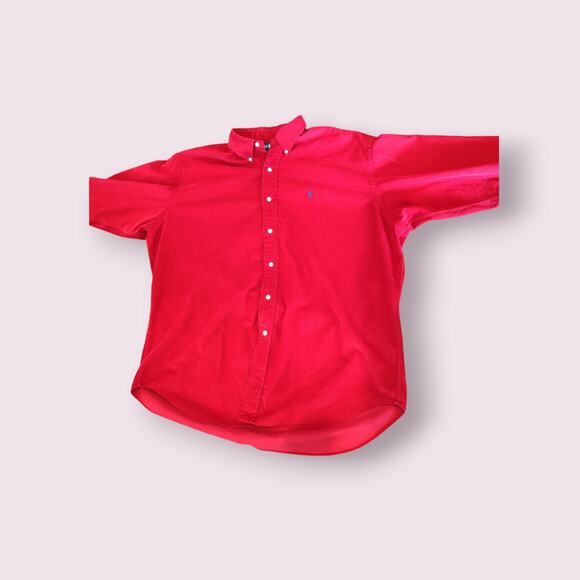 Vintage 90's Ralph Lauren Men's Shirt XL Red Corduroy Blake Button Down Cotton - Picture 8 of 9